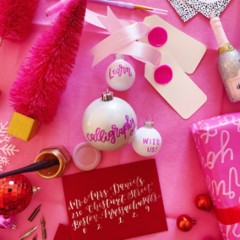 A Pink And White Christmas Card